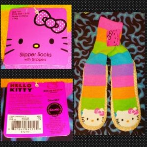 1Pr Sanrio Hello Kitty Supersoft Slipper Socks w/Grippers Sz M/L|Shoe Sz 7.5-10
